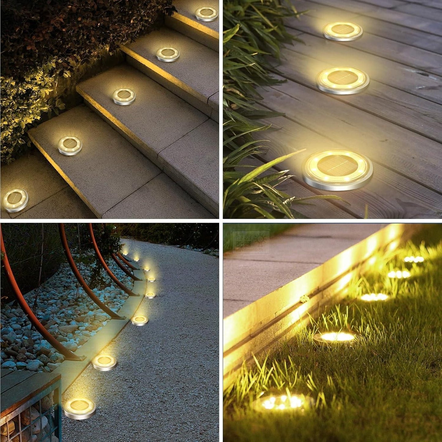 Solar Waterproof Ground Lights – Illuminate Your Outdoors with Elegance! (Pack of 4)