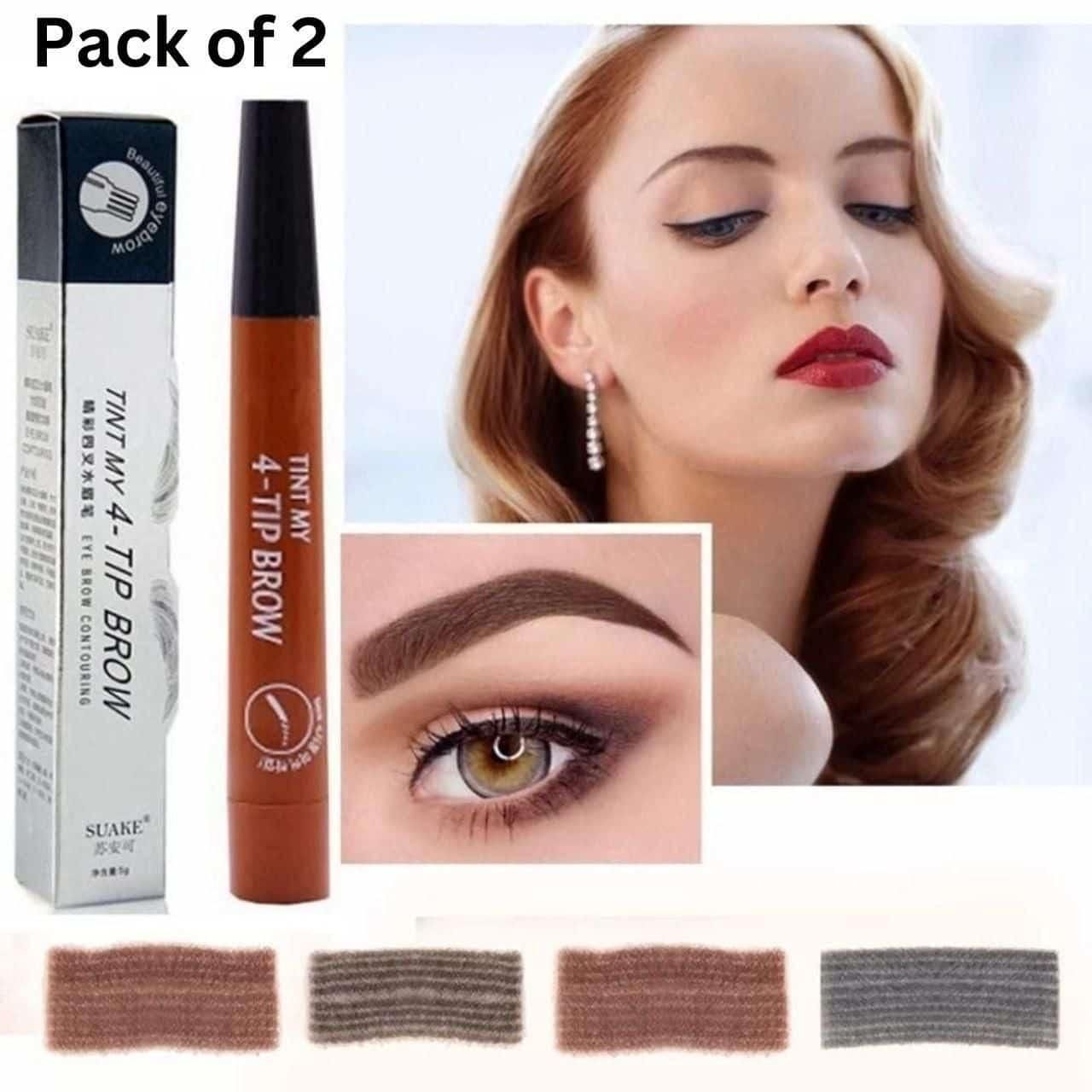 Waterproof 4-Point Microblading Eyebrow Pen – Perfectly Defined Brows Every Time(Pack of 2)