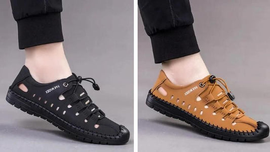 Men's Ultra-Stylish Casual Lace-Up Shoes – Effortless Style, Everyday Comfort (Black/Tan)
