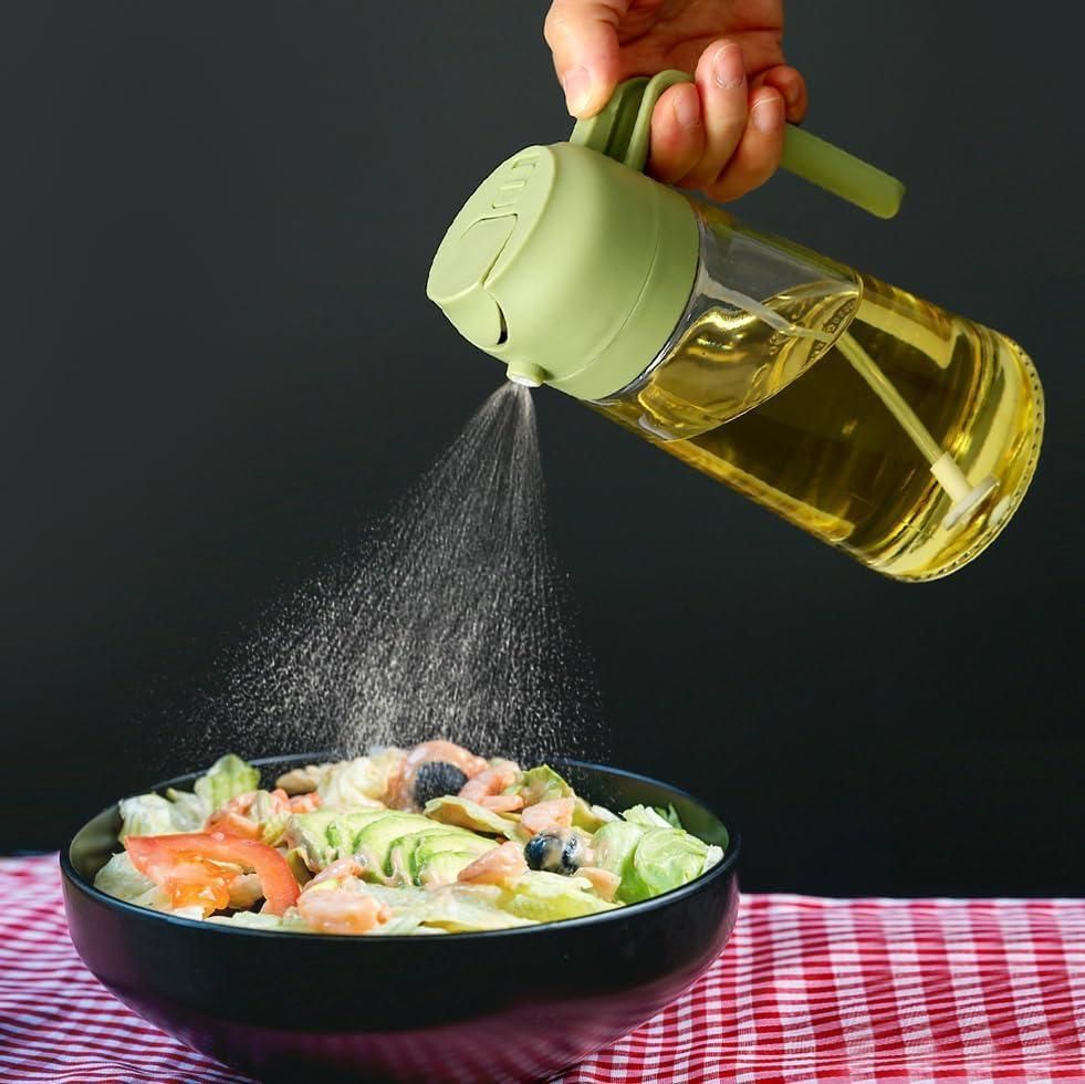 SmartMist 500ml Glass Oil Dispenser – Dual-Mode Spray & Pour for Effortless Cooking Control